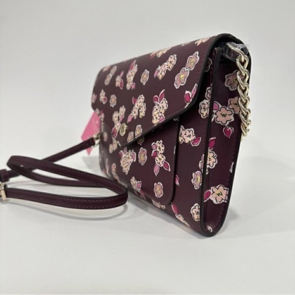 Kate Spade Tinsel Flap Crossbody Clutch Bag with Floral Print - Picture 12 of 14